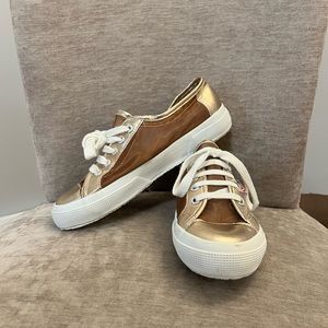 Superga Rose Gold Iridescent Mesh Size 8